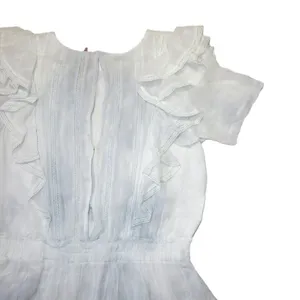 NWT LoveShackFancy Natasha Mini in Bedroom Blue Hand Dye Ruffle Viscose Dress L thumbnail 9