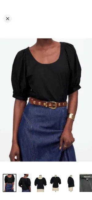 Madewell Black Puff Sleeve Top NWT thumbnail 2