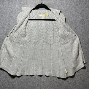 DKNY Jeans Cardigan Sweater Metallic Silver Cable‎ Knit Hooded Zip S thumbnail 5