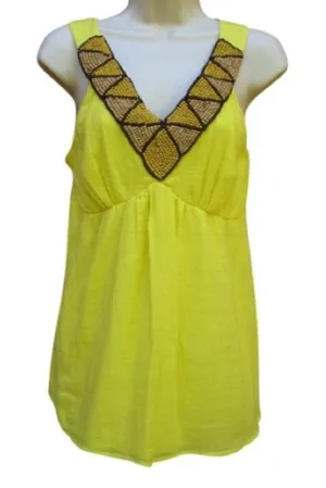 NWT Yellow Beaded Top  thumbnail 1