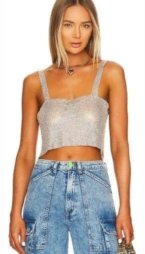 Superdown Mackenzie Crop Top in Gold thumbnail 1