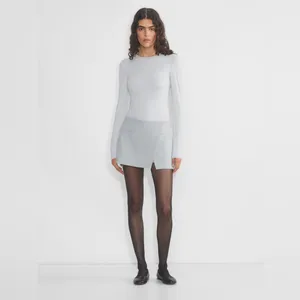 Aritzia Wilfred (Re)Touch Dauphine Long Sleeve Top White Fitted Crew Size L thumbnail 2