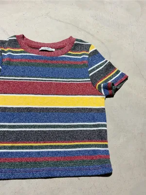 Zara trafaluc collection Multi-Color Striped Short Sleeve cropped baby tee small thumbnail 5