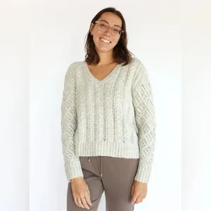 Line Pullover cable knit v-neck sweater with beautiful detailing‎ Size L thumbnail 2