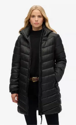 Uniqlo Black Long Quilted Puffer Coat thumbnail 1