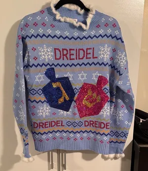 Hanukkah Sweater NWT Blue Size L thumbnail 1