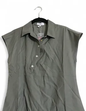 Joflower Shirt Dress Sz XS Renee Olive Green Mini Cap Sleeves Button Up Detail thumbnail 4