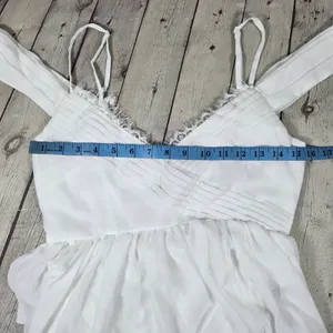 Lulus Marcelyn White Pleated Cold-Shoulder Maxi Dress Medium NWT Wedding Bridal thumbnail 11