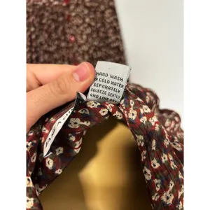 VINTAGE Jane Ashley Burgundy Floral Two Piece Shirt and Pleated Midi Skirt ML thumbnail 10