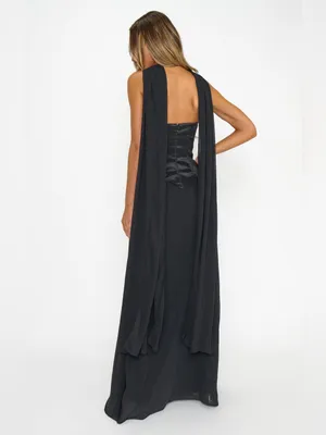 Show Me Your Mumu Jules Maxi Dress size Large L Black chiffon corset nwot thumbnail 4