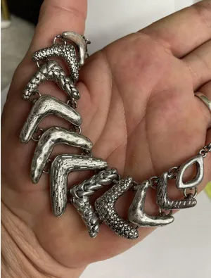 Viola Silver tone Boomerang Necklace & Earring Set Silver 16-18” thumbnail 2