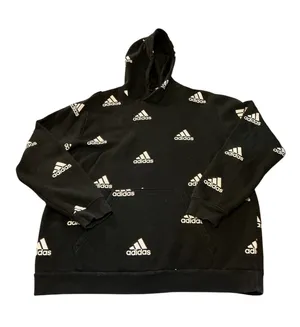 adidas Originals Men's Black Tile Repeat Logo Pullover Hoodie Size Large thumbnail 1