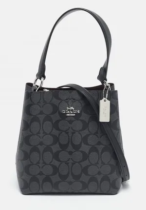 Coach 2312 Black/Grey Signature Coated Canvas Small Town Bucket Bag thumbnail 1