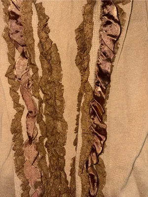 Newport News Tan Ruffle-Trim Cardigan thumbnail 3