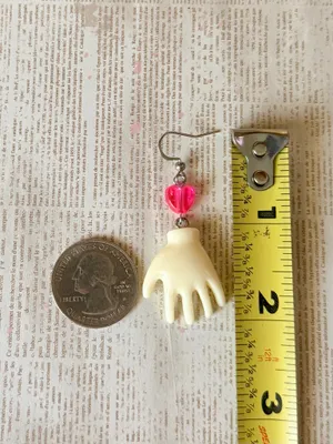 Handmade hand heart unique funky cute dangle earrings🌀✋💚 thumbnail 5