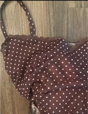 SheIn Brown polka dot bodysuit thumbnail 2