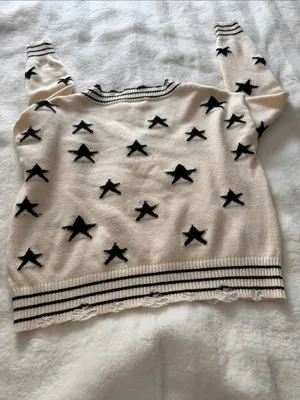 Rock N Rags THE SWEET LIFE SWEATER CREAM WITH BLACK STARS Size S thumbnail 14