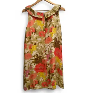Garnet Hill‎ Silk Floral Pink Green Yellow Sleeveless Dress Size 6 thumbnail 2