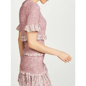 LoveShackFancy Aveline Pink Floral Ruched Ruffle Mini Dress thumbnail 8