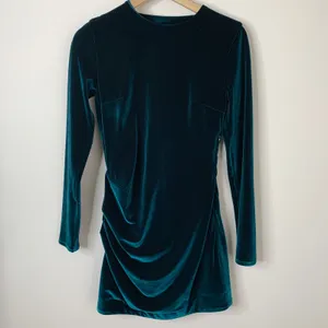 House of CB Maroush Velvet Teal Backless Mini Longsleeve Dress Womens Small thumbnail 3