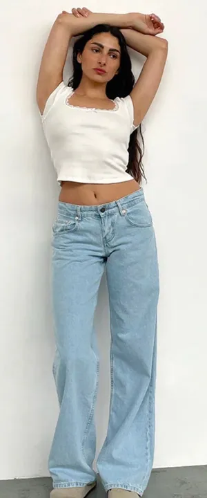 Motel Rocks light wash wide-leg jeans thumbnail 5