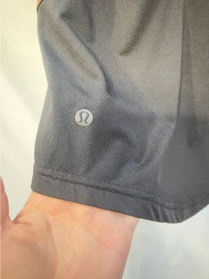 Lululemon Ventilated Open-Back Training T-Shirt in Black with Orange Soda trim thumbnail 7