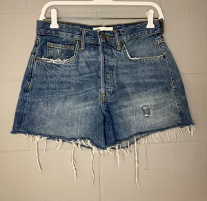 Zara Distressed Cutoff Jean Shorts Button Fly Women’s Size 4 Cotton thumbnail 1