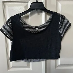 We The Free by Free People Crochet-Back Crop Top XS – Black/Gray thumbnail 3