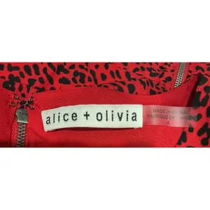 Alice + Olivia‎ Polly Red Leopard Print V-Neck Mini Dress Long Sleeve Size 4 thumbnail 4