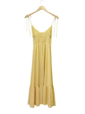 Reformation Embry Midi Dress Size 0 Sunshine Yellow Tie Strap Ruffle Hem thumbnail 3