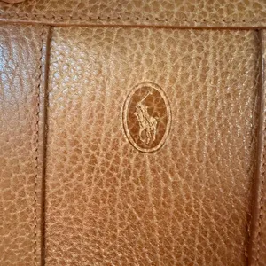 Vintage Polo Ralph Lauren Pebbled Leather Briefcase Business Bag Tan Brown 13.5” thumbnail 2