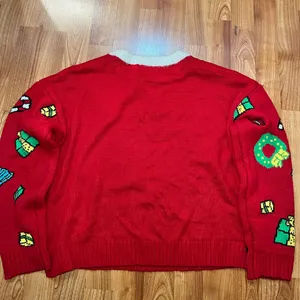 Peanuts Red and White crop Sweater Ugly Christmas Womens Sz Large thumbnail 5