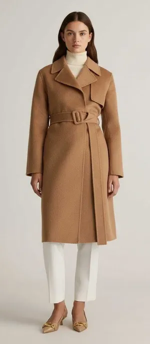 NWT Quince Double-Faced Merino Wool Trench Coat in Caramel S thumbnail 1