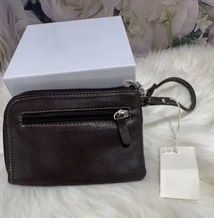 Brown Genuine Leather Wristlet Wallet thumbnail 1