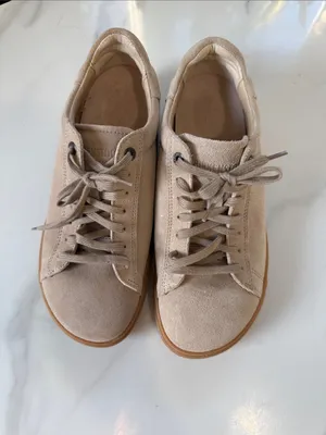 Birkenstock Suede Lace-Up Sneakers in Blush Tan thumbnail 3