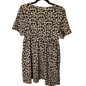 Cheetah Animal Print V-Neck Elastic Waist Mini Dress Medium Mob Wife Whimsygoth thumbnail 2