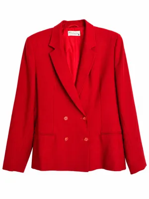 Donna Liara Red Wool Blazer Jacket Double Breasted Italy Size 11/12 Vintage thumbnail 2