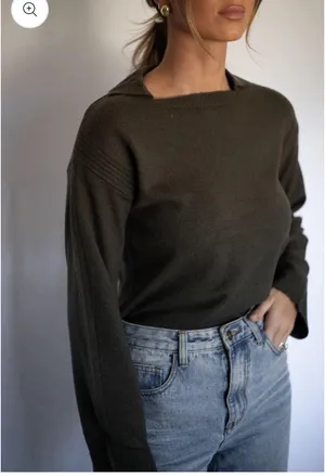 Olive Collared Sweater thumbnail 2