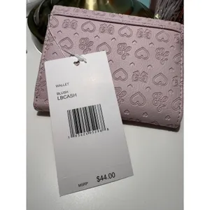 Luv Betsey by‎ Betsey Johnson Blush Pink Embossed Heart Bow Wallet LBCASH NWT thumbnail 3