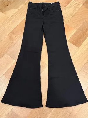 American Eagle Outfitters Black‎ High-Rise festival flare Leg Jeans 4/27 nwt thumbnail 1