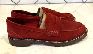 Anne Klein Emmylou Lug Sole Loafers suede maroon size 7 office everyday casual thumbnail 1