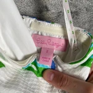 Lilly Pulitzer Size 2 Isabel Halter Dress White Green Blue‎ Floral Tie Neck thumbnail 5