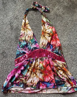 Euro Y2K Floral Halter Top thumbnail 1