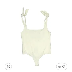Intimately Free People NWT Off White Ivory Thong Bodysuit Faux Tie Tank Sz Large thumbnail 3