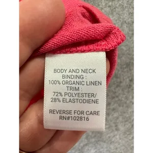 Garnet Hill Size‎ Large Pink 100% Organic Linen Smocked Neck Flutter Sleeve Top thumbnail 5