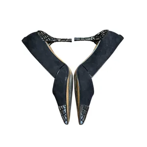 J Renee Shoes Womens Size 7.5 Black Pointed Toe Pumps Stiletto‎ Croc D'Orsay thumbnail 4