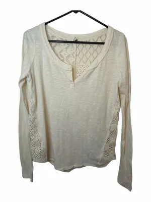 Free People Crochet Lace Boho Long Sleeve Patchwork Top thumbnail 1