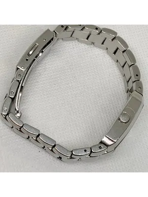 Vintage guess steel women watch silver tone 21mm quartz links 6.5” running thumbnail 9