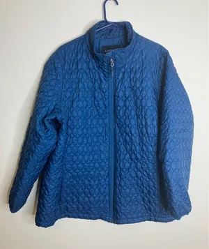 Lands' End Quilted Jacket Womens 3X Blue Good Primaloft Insulated Full Zip Coat thumbnail 1
