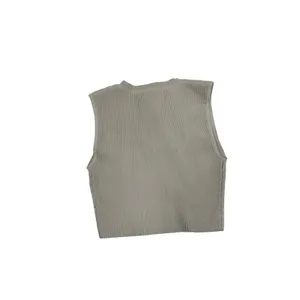 Babaton Ribbed Knit Muscle‎ Tank Top Beige Crew Neck Sleeveless XS thumbnail 2